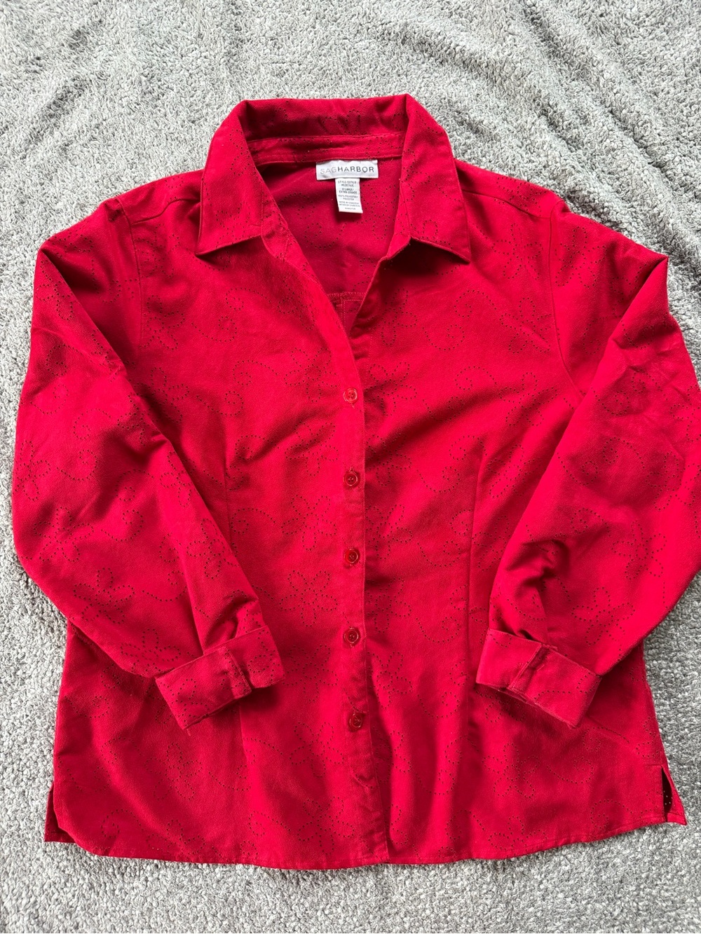 Sag Harbor Red Floral Button-Up Top